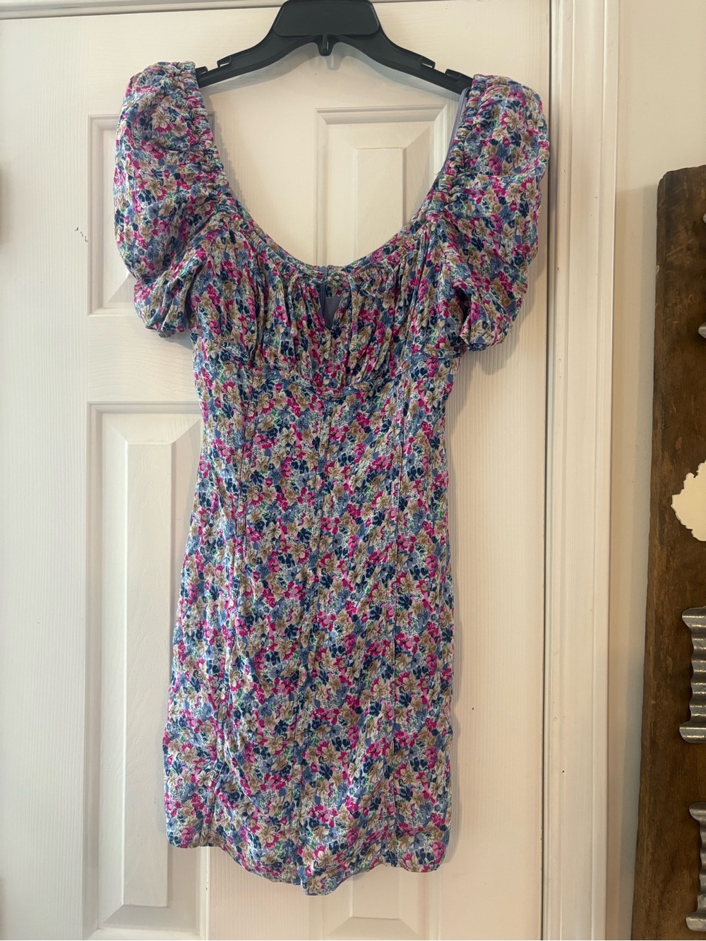 Astr Floral Mini Dress in Blue, Pink & Green